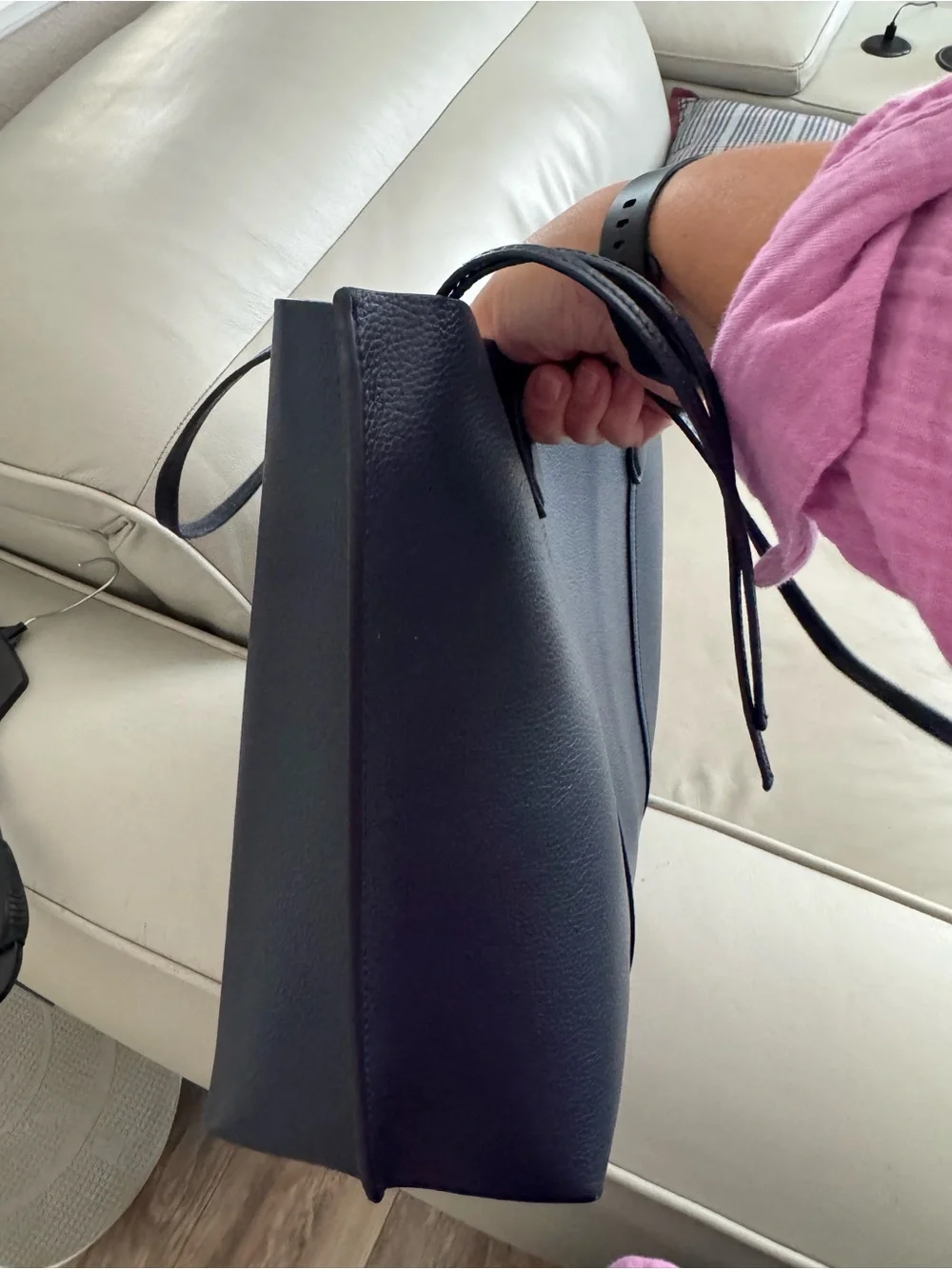 Tory Burch Perry Tote Navy Blue Leather Laptop Pocket